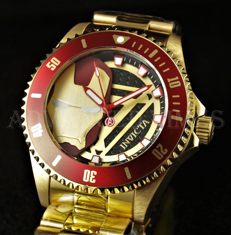 NEW Invicta 44mm Marvel IRON MAN Red Bezel 18k Gold Plated Stainless Steel Watch 886678352234 eBay